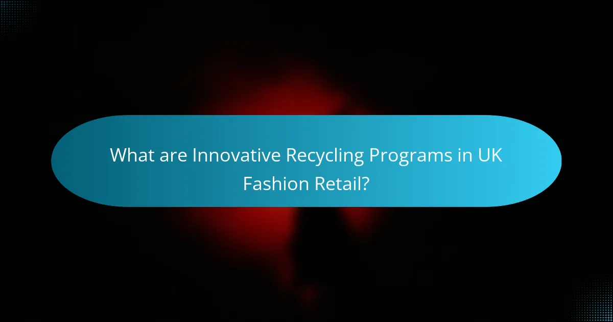 What are Innovative Recycling Programs in UK Fashion Retail?