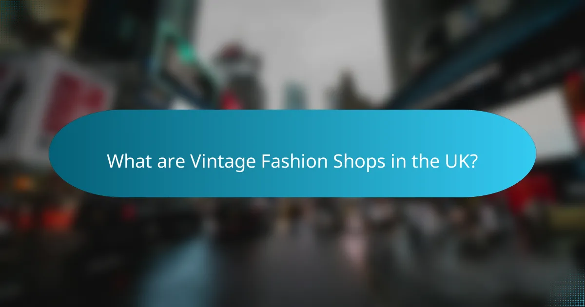 What are Vintage Fashion Shops in the UK?